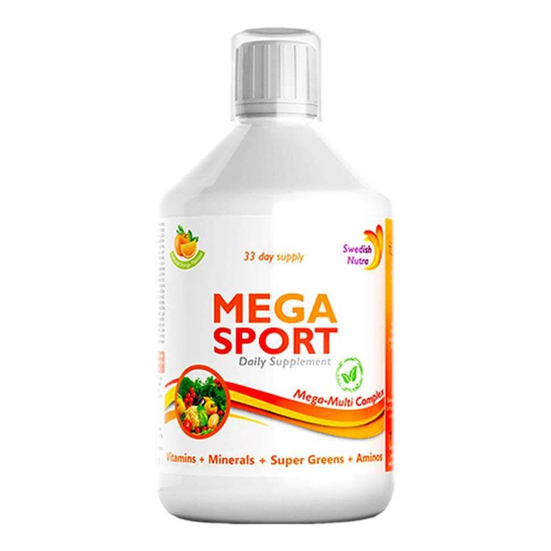 MEGA SPORT – Complex Lichid cu Aminoacizi 1500mg + Vitamine + Minerale + Verdeturi – 147 Ingrediente Active  500 ml