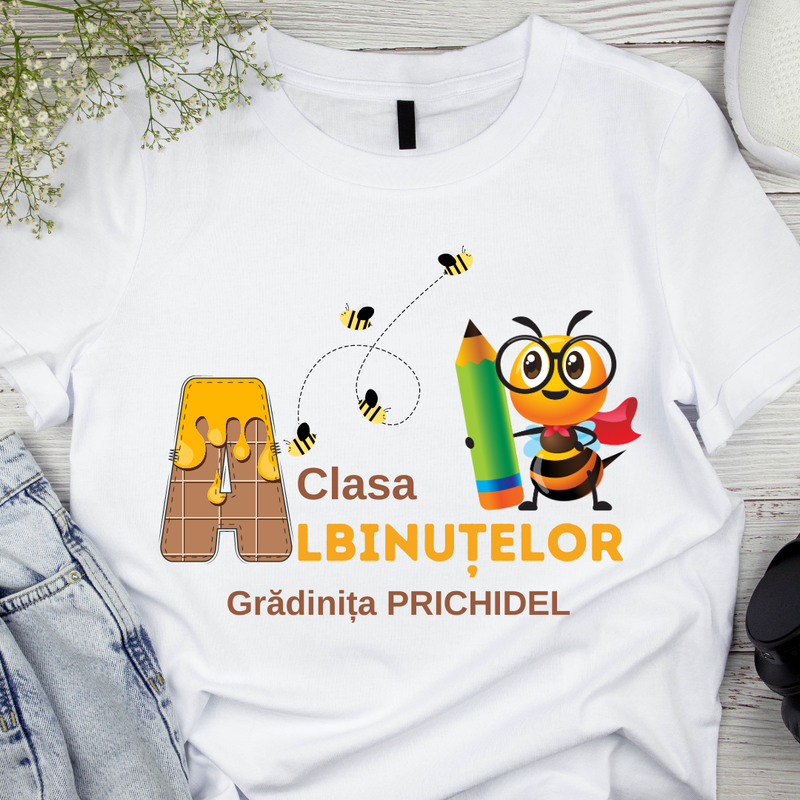 Tricou personalizat pentru absolvire  Grupa albinutelor cu text sau poze ABS1018