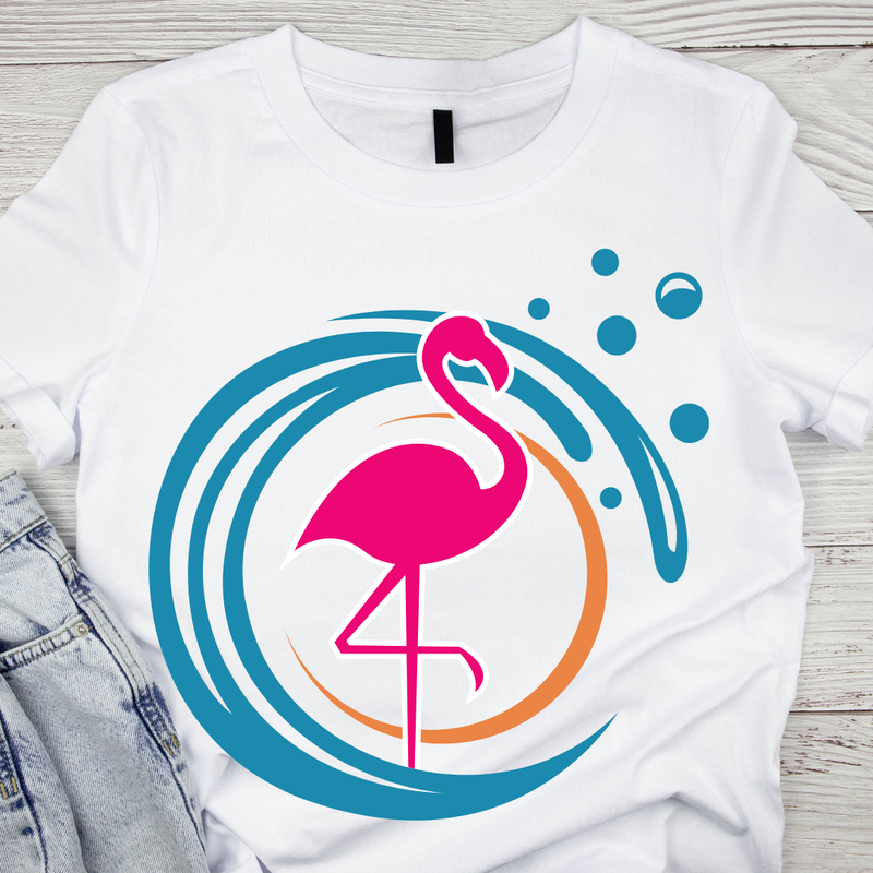 Tricou copii sau adulti din bumbac model Flamingo personalizat cu nume  sau poza preferata TC5040
