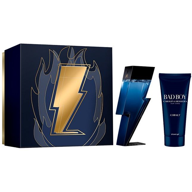 Set Apa de Parfum Carolina Herrera Bad Boy Cobalt 100 ml + 100 ml Gel de dus, Barbati