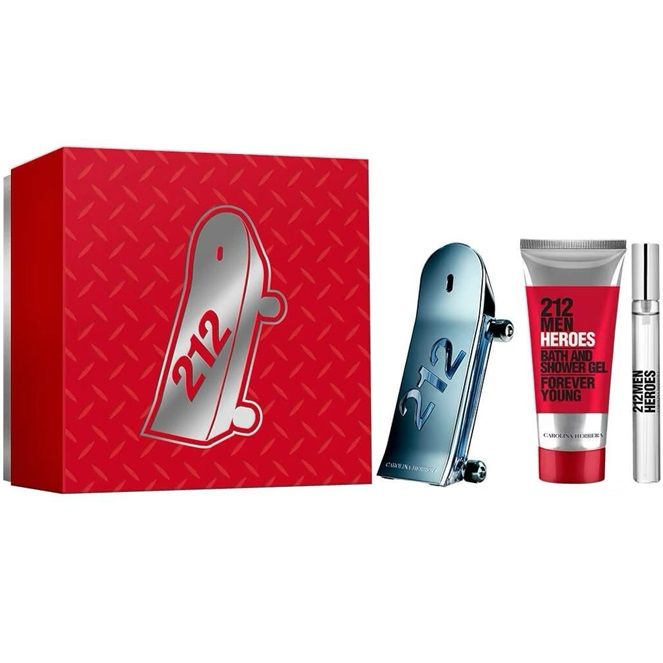 Set Apa de Toaleta Carolina Herrera 212 Men Heroes 90 ml + 100 ml Gel de dus + 10ml, Barbati