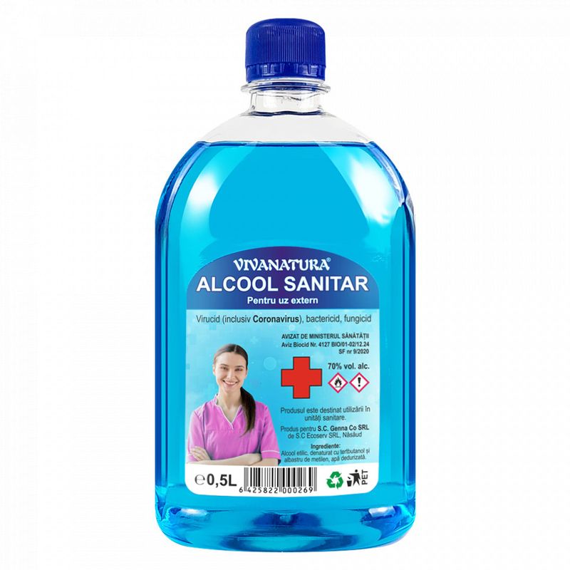 Alcool Sanitar VIVANATURA, Virucid (Coronavirus) - 500ml, 70% vol. alc.