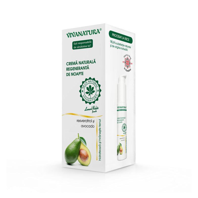 Cremă naturală regenerantă de noapte cu avocado și resveratrol 45 ml – Leonard Radutz Formula – VivaNatura