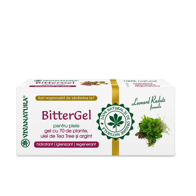BitterGel pentru piele - gel cu 70 de plante, ulei de Tea Tree și argint 20 ml - Leonard Radutz Formula – VivaNatura